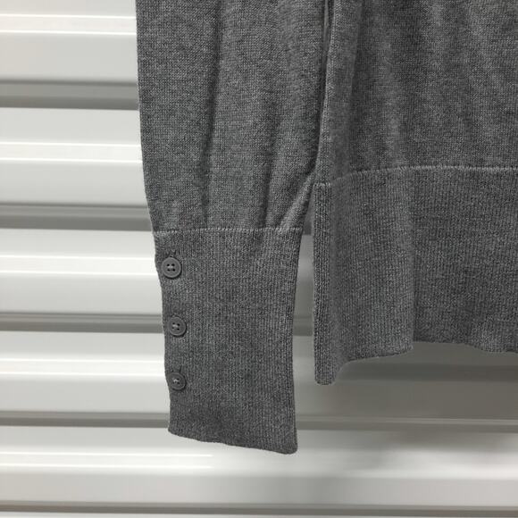 Halogen Sweater Women Size 1 Gray Crew Neck Long Sleeve Pullover Stretch Top - Picture 5 of 8